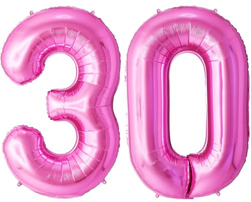 FUNFEST Palloncino 30° Compleanno Rosa 100 cm - Decorazione XL Con Cannuccia - Vola Con Elio