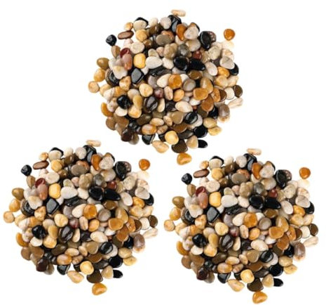 FRCOLOR 3packs Decorative Pebbles Garden Stones for Plant Pots Landscape Aquatic Decor Round and Soft Edges