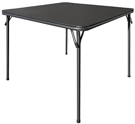 KAIHAOWIN Quadratischer Klapptisch 80 x 80 cm, Faltbarer Kartenspieltisch für 4 Personen, Gartentisch Klappbar Vielseitig Einsetzbar, Drinnen und Draußen, Schwarz