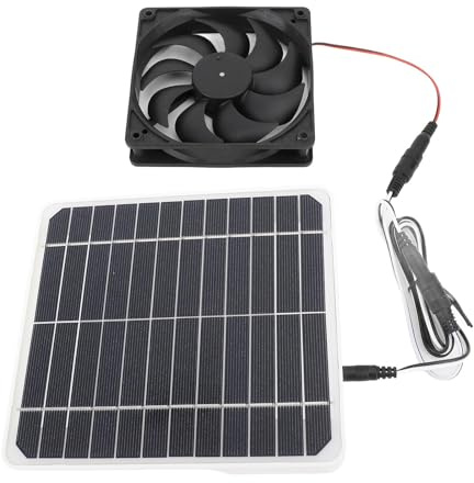 Solar-Abluftventilator, leise tragbare L¡§1ftung f¡§1r Solarpanel, 20 W Monokristallines, f¡§1r H¡§1hnerstall, Haustierhaus, Garten, Terrassen