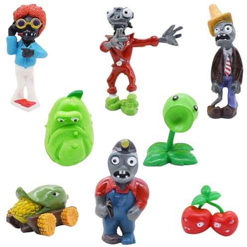 Plant Anime Figure, 8PCS Plant Cake Toppers Anime Action Figures Cake Toppers Figures Ornaments PVC Figures Collectible Model Figures Set Birthday Cake Decoration for Kids Birthday Gifts