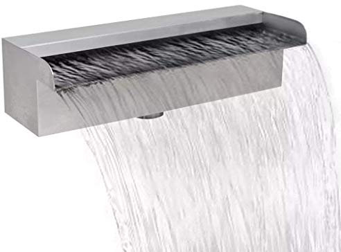 YANZIFDC Rechteckiger Wasserfall Pool Springbrunnen mit LEDs Teich oder Pool Garten Dekor Wand 30cm Edelstahl Brunnen Edelstahlklinge Kaskade