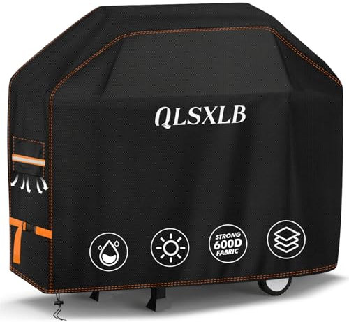 QLSXLB Housse Barbecue Exterieur, Oxford 600D Robuste Bache de Protection BBQ 137x61x117cm, Housse Plancha Gaz avec Bouche D'aération Anti-Vent/Anti-UV/Anti-l'eau/Anti-l'Humidité/Antipoussière Noir