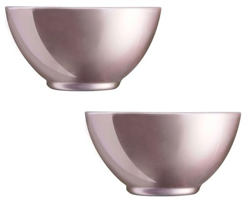 Acan Tradineur - Pack de 2 Boles de Vidrio Opal, Cuenco, tazón para Desayuno Extra Resistente, postres, Aperitivos, Apto para lavavajillas y microondas (Plateado - 50 cl - 13,2 x 6,8 cm)