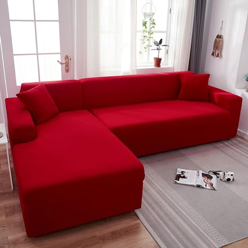 LHKXKKXX Sofabezug 2/1/3/4 Sitzer, Sofa überzug L U Form Ecksofa Stretch Sofa/Couch überzug, Universal Couchbezug, Sofa Cover Sofa überwurf Sofaschoner (L Form Ecksofa Erfordert Zwei),Rot,1 Seater