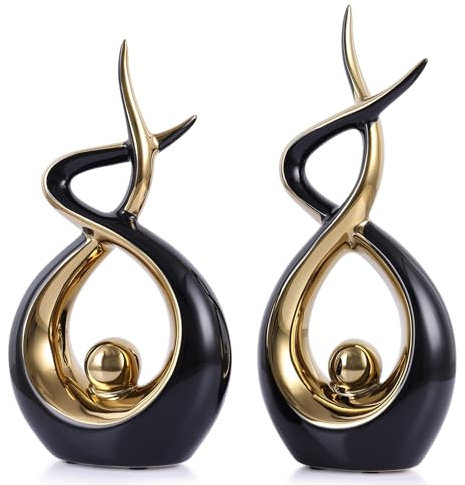 PlivBloom Moderne Keramik-Skulptur, abstrakte Statuen für Wohnzimmer, Regal, TV-Ständer, Couchtisch, Esszimmer, Büro, Schlafzimmer, Heimdekoration, Tafelaufsatz, tolle Geschenkidee