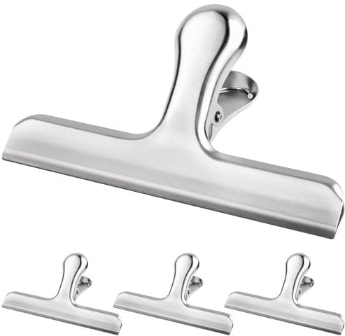 Caianwin 4 Pcs Bulldog Clips Large 119mm/4.7 Inch Paper Clamps Metal Clips for Organizing Files, Bags, Food and Photo for Home, Kitchen, School and Office
