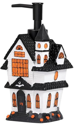 Shinowa Dispensador de Jabón de Halloween, Dispensador de Jabón de Casa Embrujada, 14OZ Dispensador de Baño para Jabón de Manos, Vajilla, Loción, Resina Decoración de Baño de Halloween para Cocina