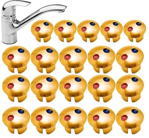 fanelod 20PCS Faucet Handle Index Buttons | Tap Indices Hot and Cold Inserts | Universal Hot and Cold Signs Buttons for Kitchen Bathroom Sinks Faucets