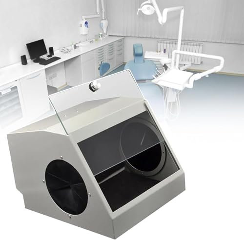 RayGenius Dental Laboratory Dust Box, Professional Dental Sandblaster With Led Light Source, Highly Transparent Tempered Glass For Dental Laboratories