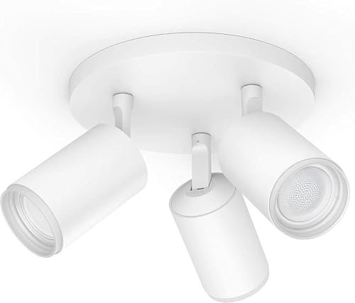 Philips Hue White & Color Ambiance Fugato Spot 3 flg. weiß 3x350lm, dimmbar, 16 Mio. Farben, steuerbar via App, kompatibel mit Amazon Alexa (Echo, Echo Dot)