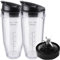 Ninja Blender Cups Replacement Parts 5-Piece Set: 2 x 24oz Cups with Lids & 7-Fins Blade, Fits Nutri Ninja BN401 BN751 BN801 BL450 BL480 BL640 NN100