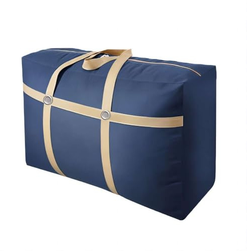 AURMOO Große Aufbewahrungstasche, Faltbare Aufbewahrungstaschen, Reisetasche Vliesstoff Belastbare Tragetasche Mit Handgriff, Faltbare Organisator-Beutel für Deckbetten,180L, Blau, 2 Stück