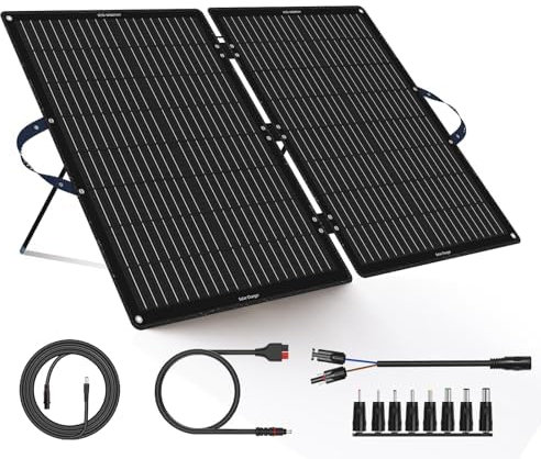 ECO-WORTHY Panneau solaire pliable 100 W 12 V avec supports réglables et connecteurs CC 11 en 1, pour camping-car, bateau, centrale électrique, maison