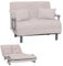 Mendler Schlafsessel HWC-K29, Klappsessel Schlafsofa Gästebett, Liegefläche 190x100cm, Stoff Cord (330g/m²) - Creme-weiß