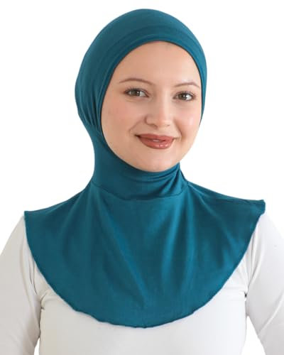 Prien Praktisch Hijab Für Damen, Sport Muslim Kopftuch, Flexible Schal, Chic Muslimische Kleid für Gym, Kopftücher Viskose Tuch (Türkis)