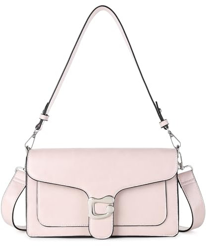 Travistar Handtasche Damen Klein Umhängetasche Damen Retro Leder Crossbody Bag Damen Schultertasche Abendtasche Kupplung mit 2 Abnehmbar Breiter Gurt Kreditkartenfächer Rosa