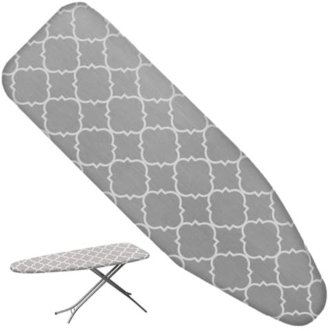 Aililong Bügelbrettbezug - Bügeltischdecke mit elastischen Ecken & Kordelclip, schnelle Montage - Baumwolle Polsterung - Geeignet für Bügeltische von 40-45cm Breite und 120-130cm Länge