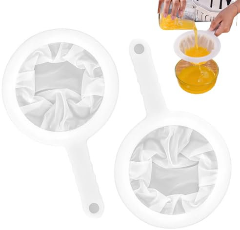 WUSJCOF Colador ultrafino con mango, 2 piezas, pequeño, filtro cafe, colador plastico para kefir, malla de nailon fino, trampa de malla 400, para aceites, café, té, jugo, vino y leche