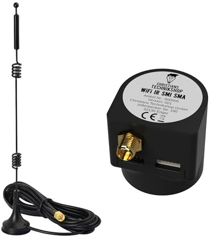 WiFi IR Lesekopf V32 für Stromzähler | IR Schreib-Lesekopf mit Tasmota | ESP32 Modul mit externer 9dBi WLAN Antenne SMA | Smart-Meter SML Auswertung