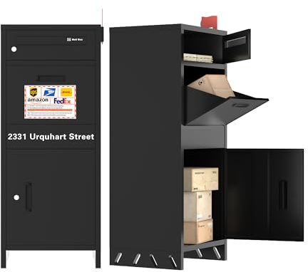 Extra Large Parcel Box, Need Install Delivery Box for Parcels, Large Parcel Box Outdoor, Anti-Theft Secure Parcel Drop Box Featuring Parcel Delivery Signage and Address Label(39 * 46 * 108 cm)