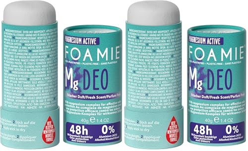 Foamie Festes Deodorant Rain In The Woods, 48h Deo-Stick mit Frischem Duft, Deodorant ohne Aluminium & Alkohol, vegan & plastikfrei, 40g (Packung mit 2)