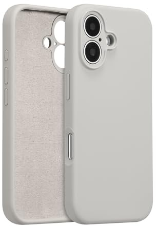 ZTOFERA Liquid Silicone Case for iPhone 16 (6.1), Stone Grey | Anti-Scratch Soft Microfiber Lining, Fresh Solid Color, Lightweight, Full Camera Protection, Shockproof Protective Cover