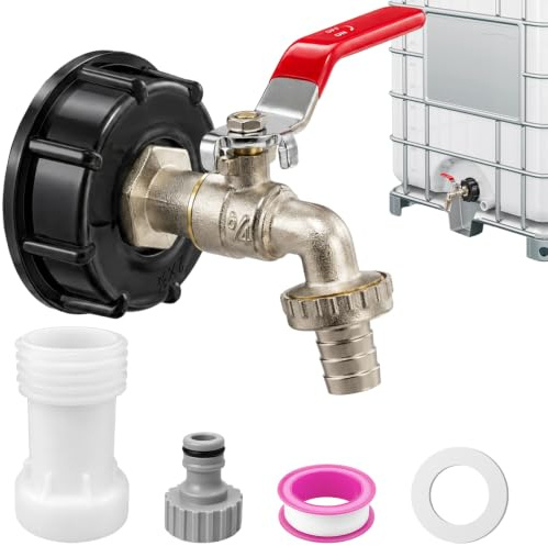 Robinet Cuve 1000l,Robinet IBC 3/4 avec S60X6 Rallonge Adaptateur,Robinet Exterieur Jardin (STYLE 1)