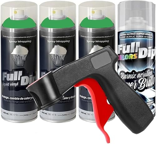Sophisticauto 3 + 1 Metallic CANDY GLÄNZEND: Packung mit 2 Limettengrün matt und 1 ICE CAMALEON + 1 Sprühfarbe glänzend langlebig + 1 Sprühgriff Cangun