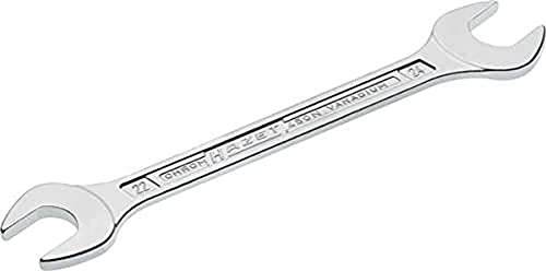 HAZET Doppel-Maulschlüssel 450N-22X24 verchromt, Schlüsselweite: 22 x 24 mm | Maulstellung: 15° | Schaft mit extra stabilem HAZET Doppel-T-Profil | Made in Germany