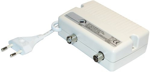 MaxTrack Antennenverstärker mit Pegelsteller FP1L -25 dB Verstärkung, Signalverstärker, Verstärker mit Netzteil, Frequenzbereich 40-862 MHz, Pegelsteller 0-10 dB, Signalverstärker Antennenkabel