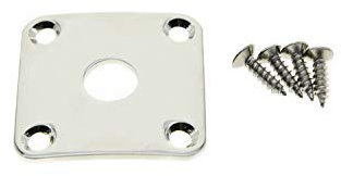 KAISH Nickel Metal Curved Bottom Jack Plate Curved Base Square Jackplate for Les Paul LP Guitars