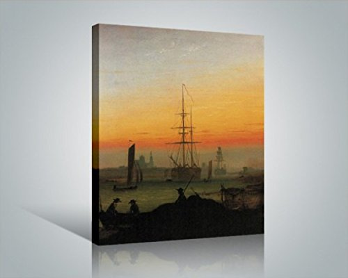 1art1 Caspar David Friedrich Poster Greifswalder Hafen, 1815-1816 Bilder Leinwand-Bild Auf Keilrahmen | XXL-Wandbild Poster Kunstdruck Als Leinwandbild 50x40 cm