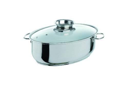 TV - Unser Original 02780200233 Bratmaxx Keramik-Aromabräter mit Glasdeckel und Handschuhen, edelstahl