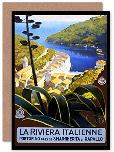 Wee Blue Coo Reisen Italienische Riviera Portofino Hafen Meer Abschiedskarte