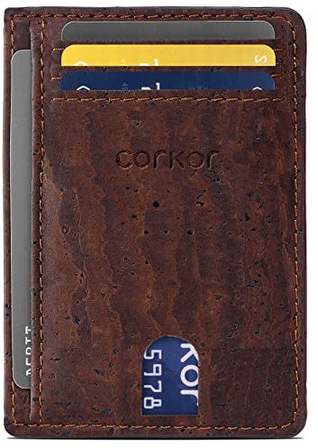 Corkor Portafoglio Uomo di Sughero Porta Documenti Carte da Credito Vegan Marrone