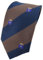 TigerTie Designer Krawatte in braun dunkelbraun dunkelblau gestreift mit Wappenmuster