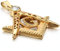 JewelryWe Schmuck Edelstahl Strass Freimaurer Anhänger mit 55cm Kette, Halskette für Herren Damen, Gold