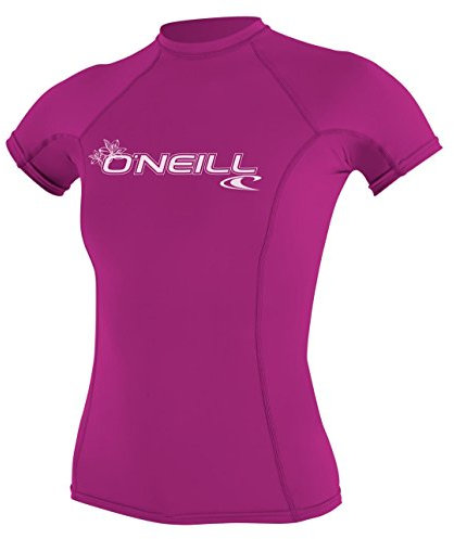O'Neill Wetsuits Women's Wms Basic Skins Short Sleeve Rash Guard O'Neill UV Sun Protection Set-Fox Pink, Small, S