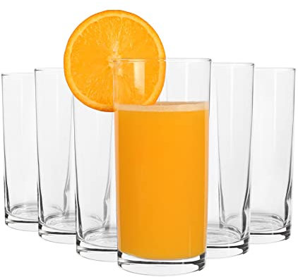 Argon Tableware Classic Highball Glasses Set of 6 - 285ml Clear Glass Tumblers for Water, Cocktails, Collins Drinks, Juice and Soft Beverages - Durable Everyday Glassware for Home, Bar or Restaurant