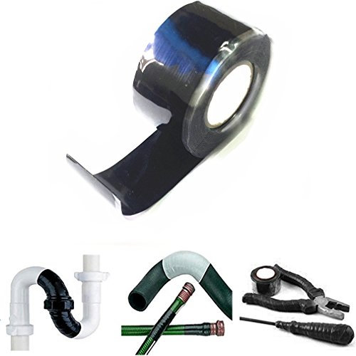 Qiorange Selbstklebendes Abdichtband Silikon Tape 3m x25mm selbstverschweissendes Reparaturband Reparaturtape Silikontape Silikonband (3m x25mm schwarz)