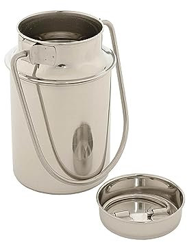 Milchkanne Edelstahl 1,5l - Milchkrug - für Kaffee Milch Soßen - 20,5 cm hoch - Milchkanne mit Deckel - Bügel Transportbehälter - Milchkanne Deko - Kaffeekanne - Weinbehälter