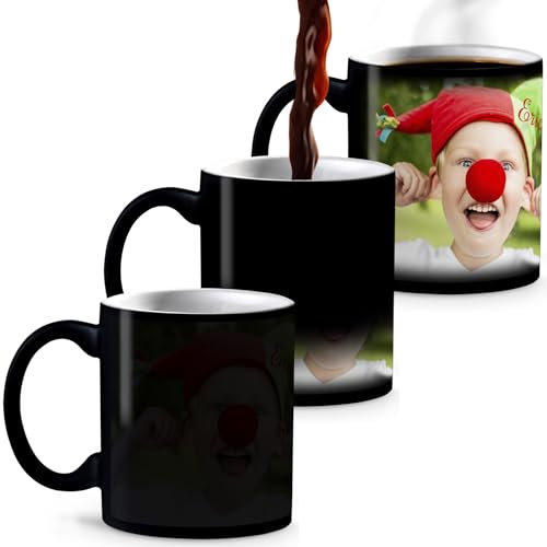 Mug Magique personnalisée avec Votre Photo, Conception ou Texte. Cadeau Unique, Original et Exclusif. l'image apparaît lorsqu'on Verse du Liquide Chaud à l'intérieur.