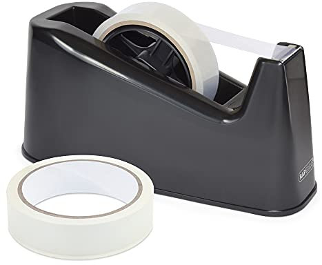 Rapesco 1540 500 Dispenser per Nastro Adesivo con 2 Rotoli di Nastro, Nero