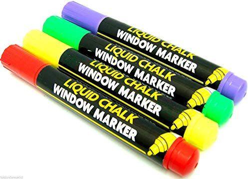 Coloured Liquid Chalk Markers Blackboard Dry Wipe Neon Marker Pens Window Marker x12