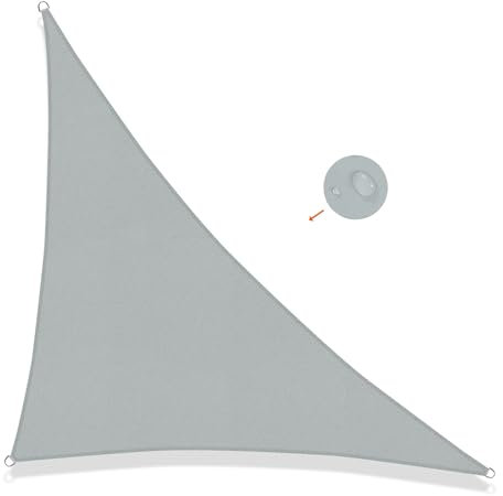 SUNNY GUARD Sonnensegel Wasserdicht 3x3x4.25m Dreieckig Sonnenschutz Wetterschutz Segel Baldachin UV Schutz für Balkon Terrasse Garten, Hellgrau