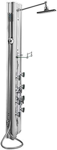 tectake Colonne de Douche Thermostatique, Ensemble Mitigeur de Douche, Hydromassante, Aluminium