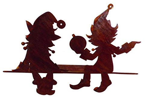Rostalgie Edelrost Kantenfigur Wichtel 30 x 20 cm Figur Garten Dekoration Weihnachten