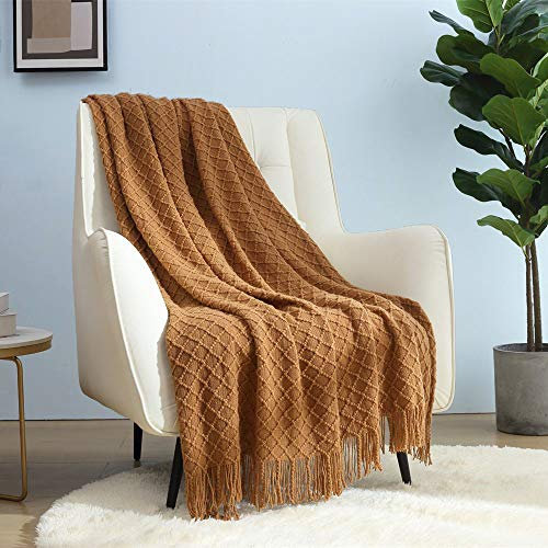 CREVENT Home Farmhouse Decor Rustikale Decke für Couch, Sofa, Stuhl, Bett, weich, warm, leicht, für Reisen im Frühling und Sommer (127,7 x 152,4 cm, braun)