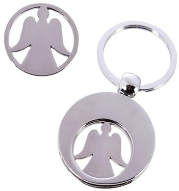 YUIP 4 Pièces Pporte-clés Ange Gardien - Porte-clés avec Jeton de Caddie, Porte-clés Chanceux, Ange Gardien, Pendentif, Puce D'achat, Métal